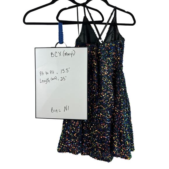 BCX (Macy's) Sequined V-Neck Crisscrossed Fit and Flare Dress Junior Size 3 GLAM - Picture 5 of 10